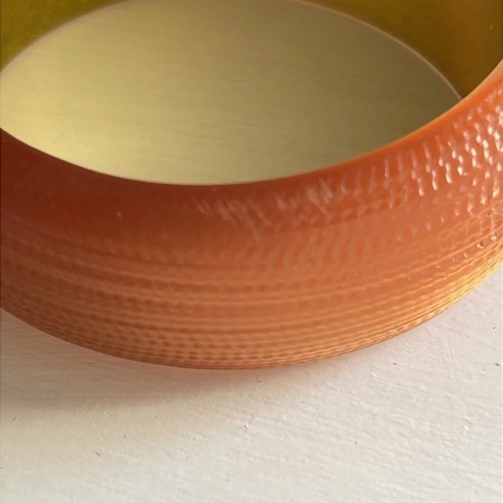Vintage Style Textured Orange Lucite Chunky Statement Bangle - Picture 8 of 8